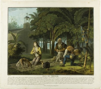 Het gebed, plaat 6 uit Paul en Virginie door Charles Melchior Descourtis