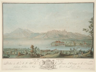 Uitzicht op Schadau aan het Meer van Thun (naar Clement) door Charles Melchior Descourtis