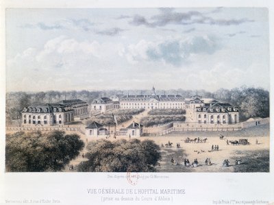 Algemeen overzicht van het maritieme ziekenhuis in Rochefort door Charles Mercereau
