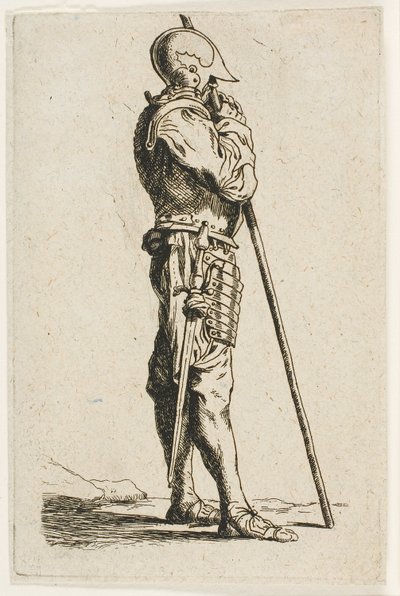 Een soldaat staand, in profiel door Charles Meryon