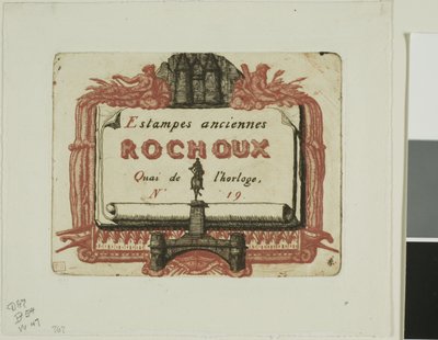 Adreskaart van de prentverkoper, Rochoux door Charles Meryon