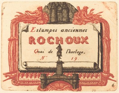 Adreskaart van Rochoux, een prentenverkoper door Charles Meryon