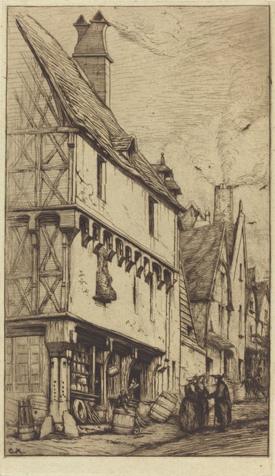 Oude woning in Bourges, genaamd "Het huis van de muzikant" door Charles Meryon