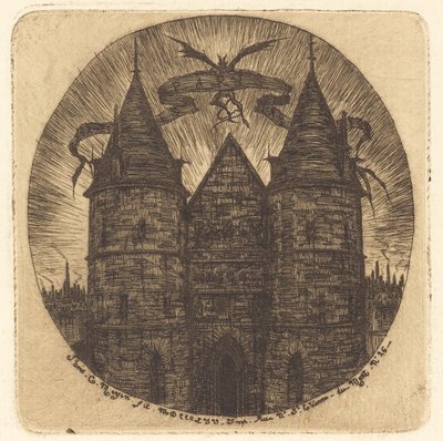 Oude poort van het Paleis van Justitie, Parijs door Charles Meryon