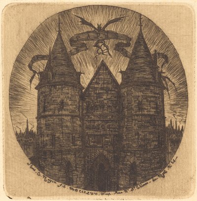 Oude poort van het Paleis van Justitie, Parijs door Charles Meryon