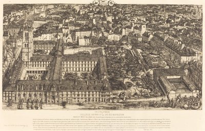 Collège Henri IV, Parijs, of Lycée Napoléon (Henry IV College of Napoleon School, Parijs) door Charles Meryon