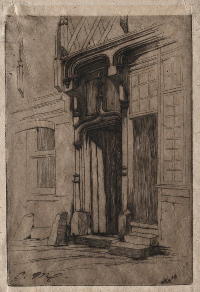 Deur van een oud klooster in de Rue Mirabeau, Bourges door Charles Meryon