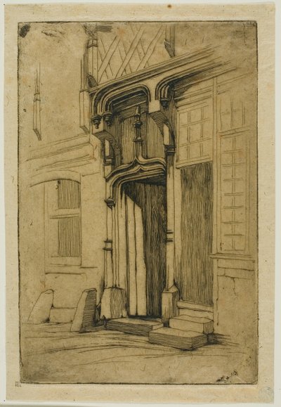 Deur van een Oud Klooster, in de rue Mirabeau, Bourges door Charles Meryon