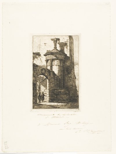 Ingang van het Franse Kapucijnenklooster in Athene door Charles Meryon