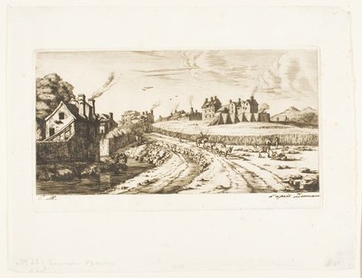 Ingang naar de Buitenwijk van Saint-Marceau, Parijs door Charles Meryon