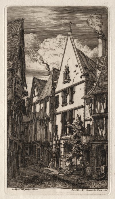 Etchings van Parijs: à Bourges door Charles Meryon