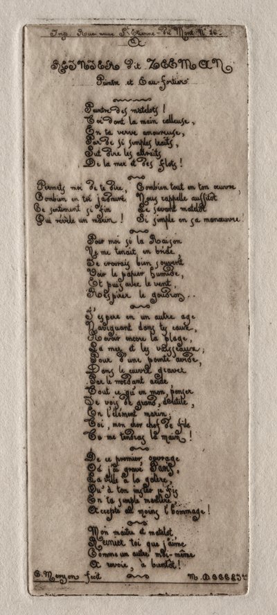Etsen van Parijs: Toewijding aan Reynier Nooms, genaamd Zeeman, 1854 door Charles Meryon