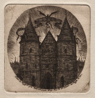 Etsen van Parijs: Oude poort van het Paleis van Justitie, 1854 door Charles Meryon