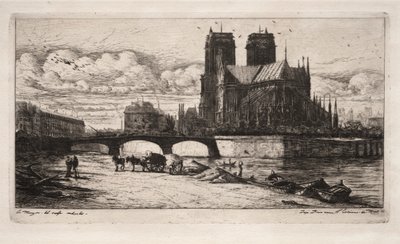 Etsen van Parijs: De Apsis van de Kathedraal van Notre Dame door Charles Meryon