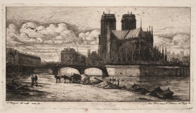 Etsen van Parijs: De apsis van de kathedraal van Notre Dame, 1854 door Charles Meryon