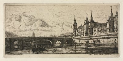 Etsen van Parijs: De Wisselbrug door Charles Meryon