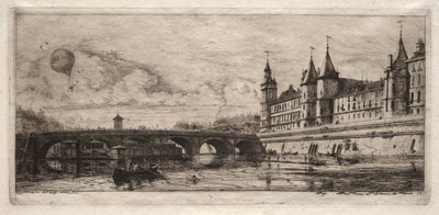 Etsen van Parijs: De Wisselbrug door Charles Meryon