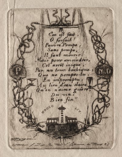 Etsen van Parijs: De Notre Dame-pomp, Kleine Plaat, 1854 door Charles Meryon