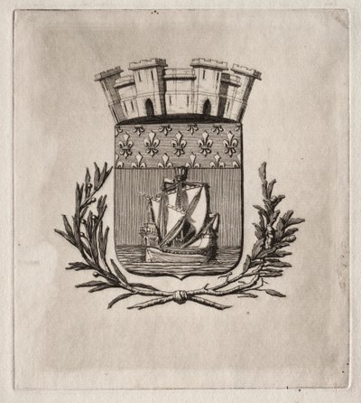 Etsen van Parijs: De symbolische wapens van de stad Parijs door Charles Meryon