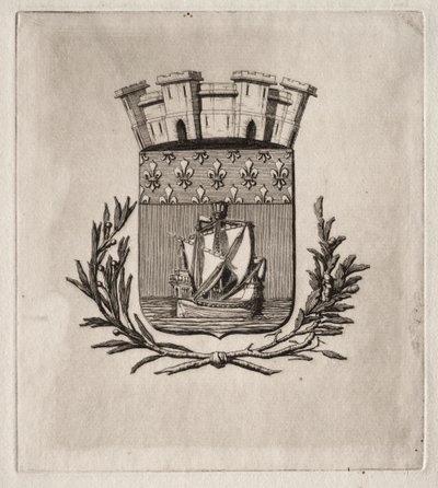 Etsen van Parijs: De Symbolische Wapens van de Stad Parijs, 1854 door Charles Meryon
