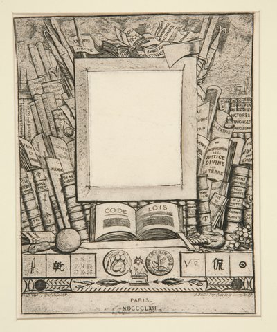 Lijstproject voor het portret van Armand Guerand door Charles Meryon