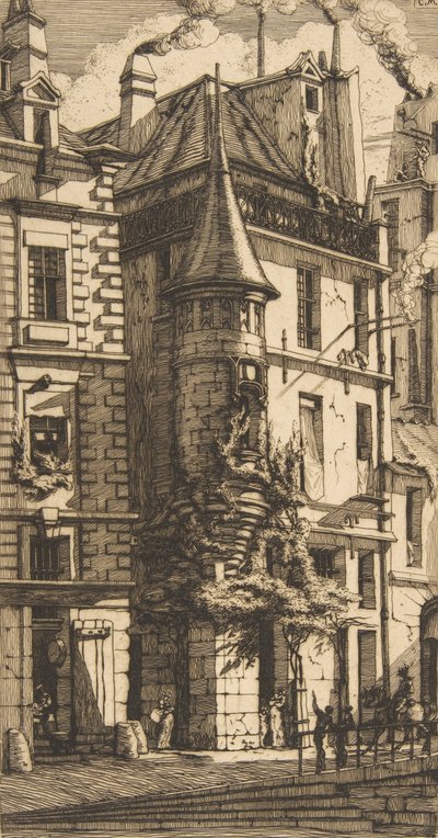 Huis met een torentje, rue de la Tixeranderie, Parijs door Charles Meryon