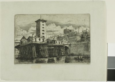 La Pompe Notre-Dame, Parijs door Charles Meryon