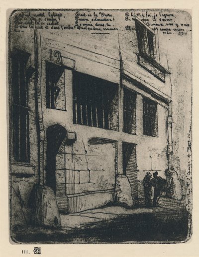 La Rue Des Mauvais Garcons 3e Staat, 5 x 3 78 Inches, 1854, 1927 door Charles Meryon