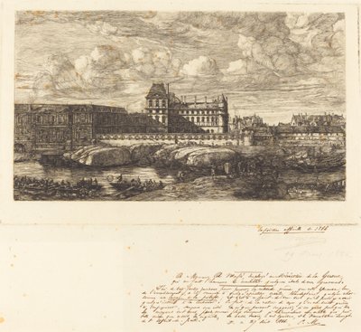 Het oude Louvre, naar een schilderij van Zeeman, 1651 door Charles Meryon