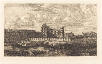 Het Oude Louvre, naar een Schilderij van Zeeman, 1651 door Charles Meryon