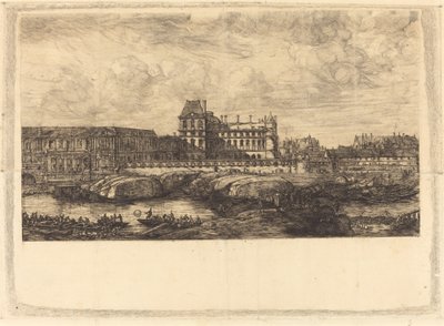 Het Oude Louvre, naar een Schilderij van Zeeman, 1651 door Charles Meryon