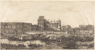 Het oude Louvre, naar een schilderij van Zeeman, 1651 door Charles Meryon