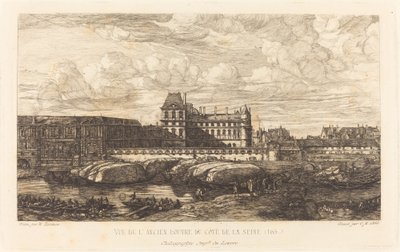 Het Oude Louvre, naar een Schilderij van Zeeman, 1651 door Charles Meryon