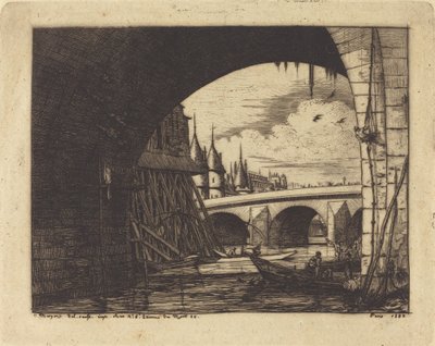De Boog van de Notre-Dame Brug, Parijs door Charles Meryon