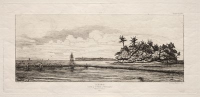Oceanië: Vissen nabij Eilanden met Palmen in de Uea of Wallis Groep, 1845 door Charles Meryon