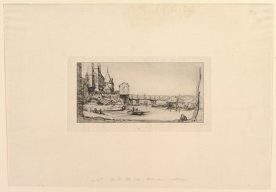 Passerelle du Pont-au-Change, na de brand van 1621 De voetbrug tijdelijk vervangend door Charles Meryon