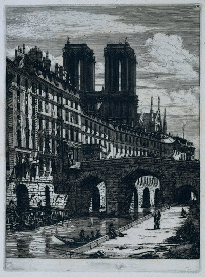 Petit Pont over de Seine in Parijs door Charles Meryon