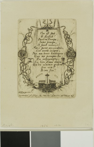 Pompe Notre-Dame, Parijs, klein bord door Charles Meryon