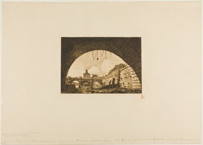 Pont-Neuf en de Samaritaine gezien vanaf de eerste boog van de Pont-au-Change, Parijs door Charles Meryon