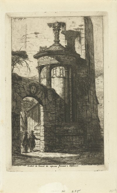 Poort bij ingang van het klooster van Franse Capucijnen in Athene door Charles Meryon