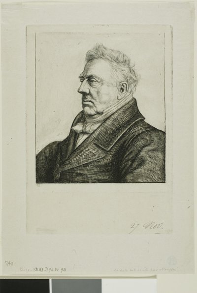 Portret van Louis Jacques Marie Bizeul, de Bretonse archeoloog door Charles Meryon
