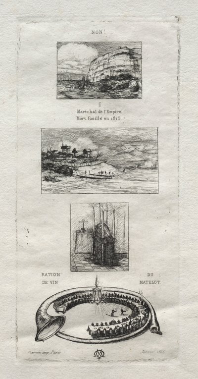 Rebus: Nee, Morny is niet dood want hij gaat weer trouwen, 1866 door Charles Meryon