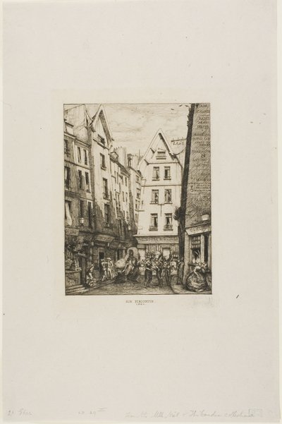 Rue Pirouette aux Halles, Parijs door Charles Meryon