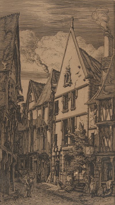 Rue des Toiles, Bourges, 1853 door Charles Meryon