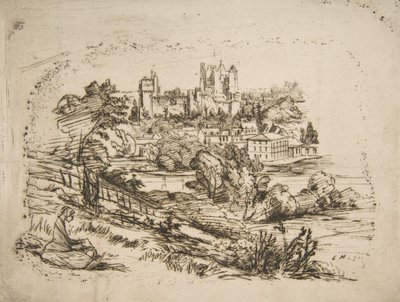 Ruïnes van het Kasteel van Pierrefonds, na Viollet-le-Du..., 1858 door Charles Meryon
