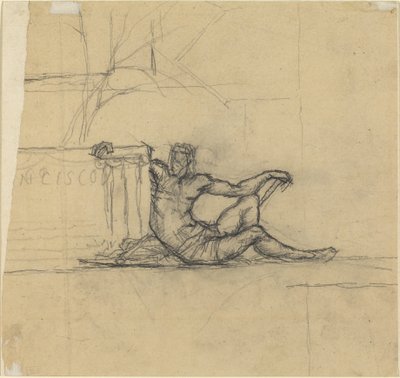 Zittende Mannelijke Figuur voor "San Francisco" door Charles Meryon