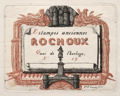 Het adreskaartje van Rochoux, een prentverkoper, ca. 1856 door Charles Meryon
