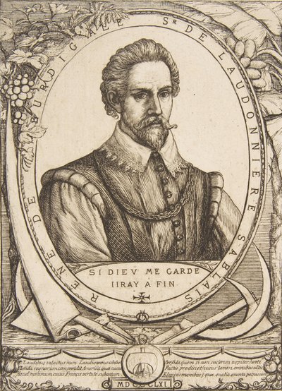 De kolonist René de Laudonnière Sablais, naar van de Passe door Charles Meryon