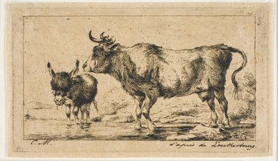 De Koe en de Ezel door Charles Meryon