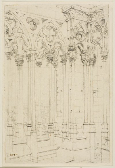 De galerie van Notre-Dame, Parijs door Charles Meryon